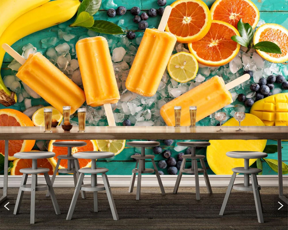 

papel de parede,Sweets Ice cream Orange fruit Food photo wallpaper,restaurant living room bar TV sofa wall kitchen 3d mural