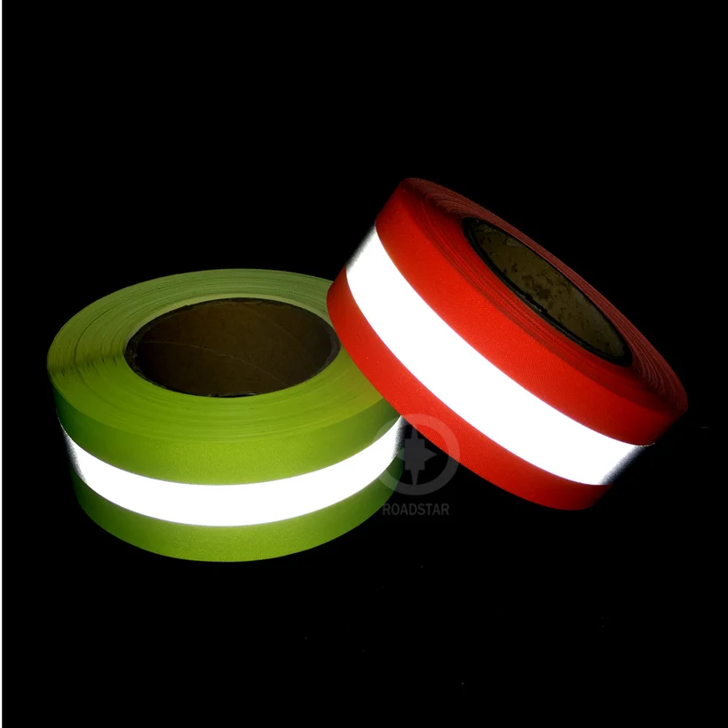 Roadstar 5cmX5m Fluorescent Yellow&Orange Warning Tape for Safety Clothes Sewing on Reflective Fabric