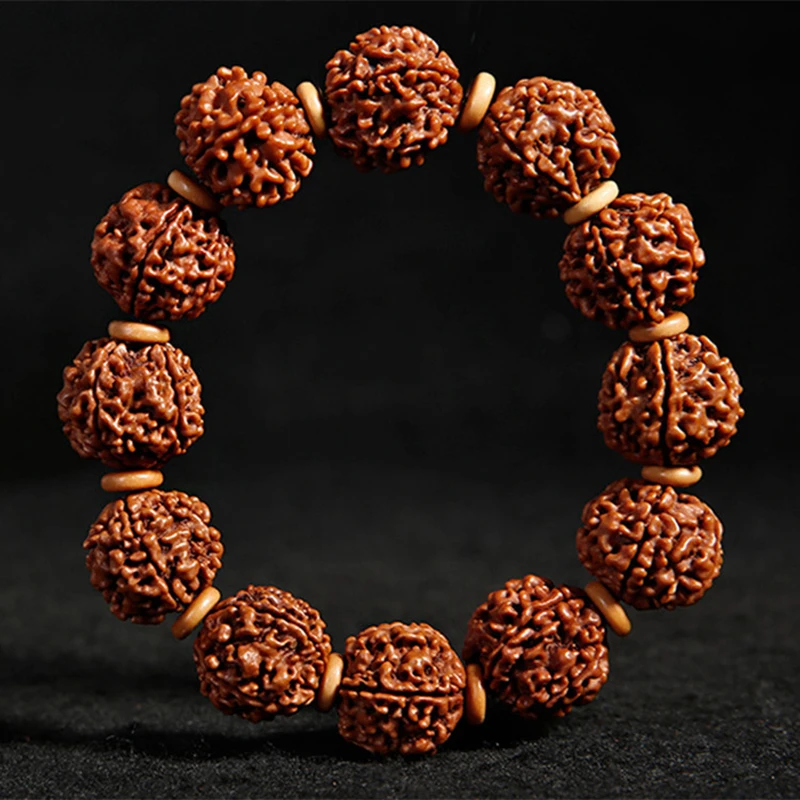 JoursNeige Tibetan Kingkong Bodhi Bracelet 18mm Beads Round Rudraksha Bodhi Buddha Prayer Bracelet Japa Mala Wristband