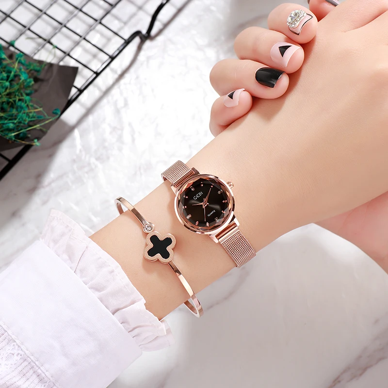 GEDI แบรนด์แฟชั่นนาฬิกาข้อมือนาฬิกาข้อมือสตรีนาฬิกาผู้หญิงชุดนาฬิกาควอตซ์หญิงนาฬิกา Relogio Feminino ใหม่สุดหรู