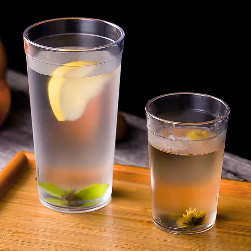 6pcs Beverage Transparency Clear Cups Plastic Restaurant Reusable Drinking Cup Cafe Break Resistant Water Tumblers 9.5/12/16OZ