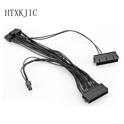 

24Pin ( 20pin + 4pin ) Dual PSU Power Supply Motherboard Adapter Cable 30cm for BTC RIG Miner