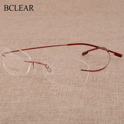 BCLEAR Rimless Titanium Alloy Eyeglasses Frames Women Flexible Optical Frame Prescription Spectacle Frameless Eye Glasses