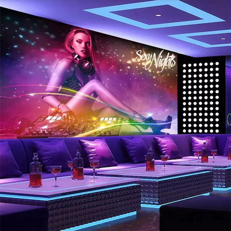 wellyu papel de parede Dynamic beauty cool rock music carnival bar KTV background wall custom large mural green wallpaper