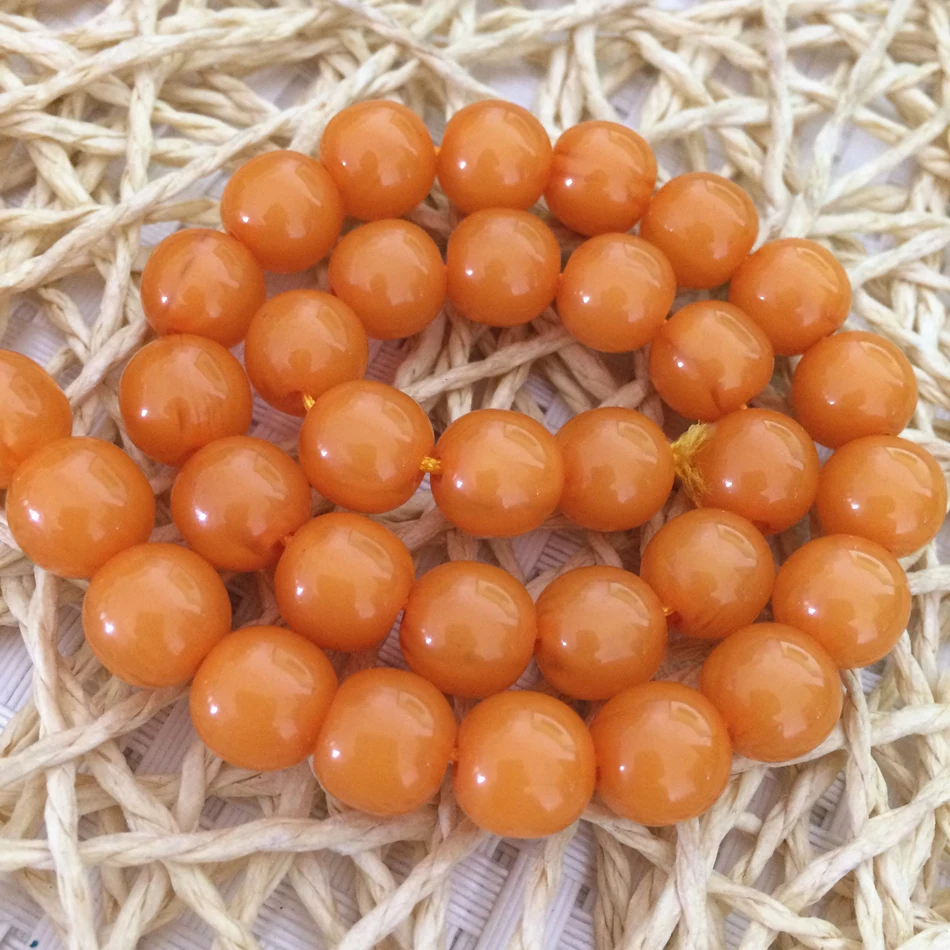 Hot sale yellow resin beeswax round synthetic beeswax accessories loose spacers beads 5mm 6mm 8mm 10mm jewelry making 15inch B34