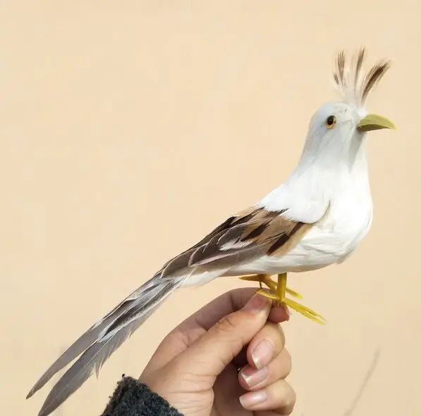 foam& feathers artificial bird 22cm gray-white feathers bird model,garden decoration toy w0784