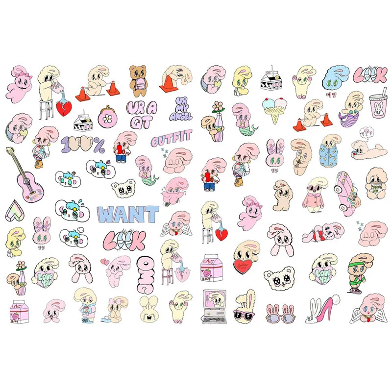 

1 PCS Kawaii Pink Bunny Rabbit Kawaii Stationery Cute Notebook Sketchbook Dairy Planner Stickers School Office Decor