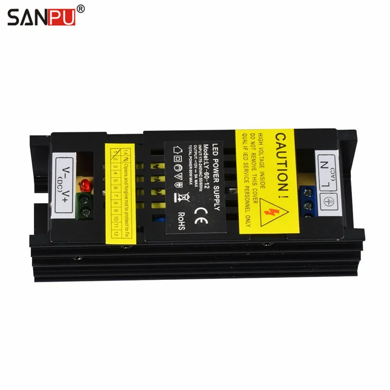 SMPS 60w 12v transformer 5A 220V 230V AC-DCV Switching Power Supply Driver for LEDs Aluminum Black Full Container Load Wholesale