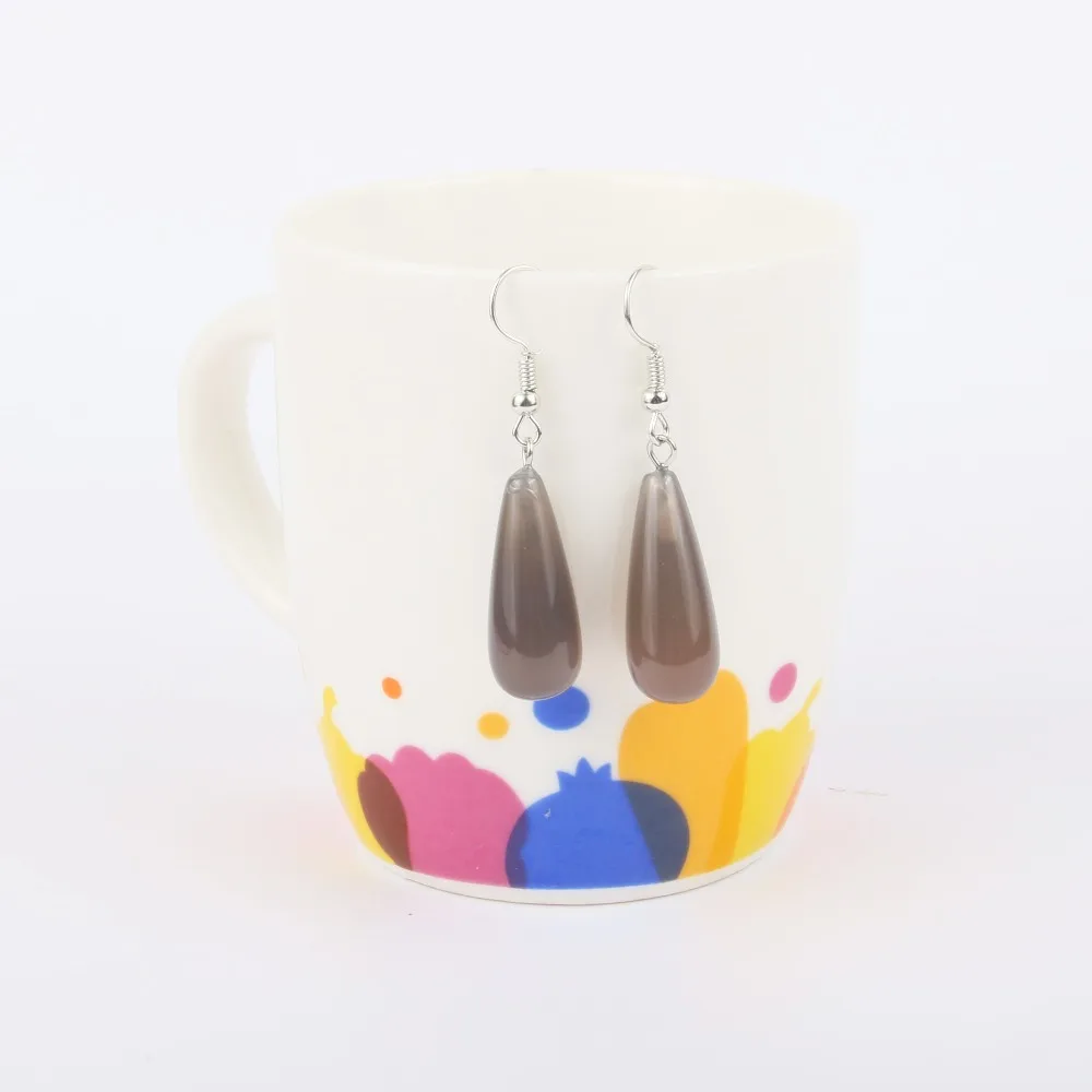 New hot wholesale jewelry ladies handmade natural stone drop-shaped earrings quartz tiger eye rose stone 20 color natural stone image 4
