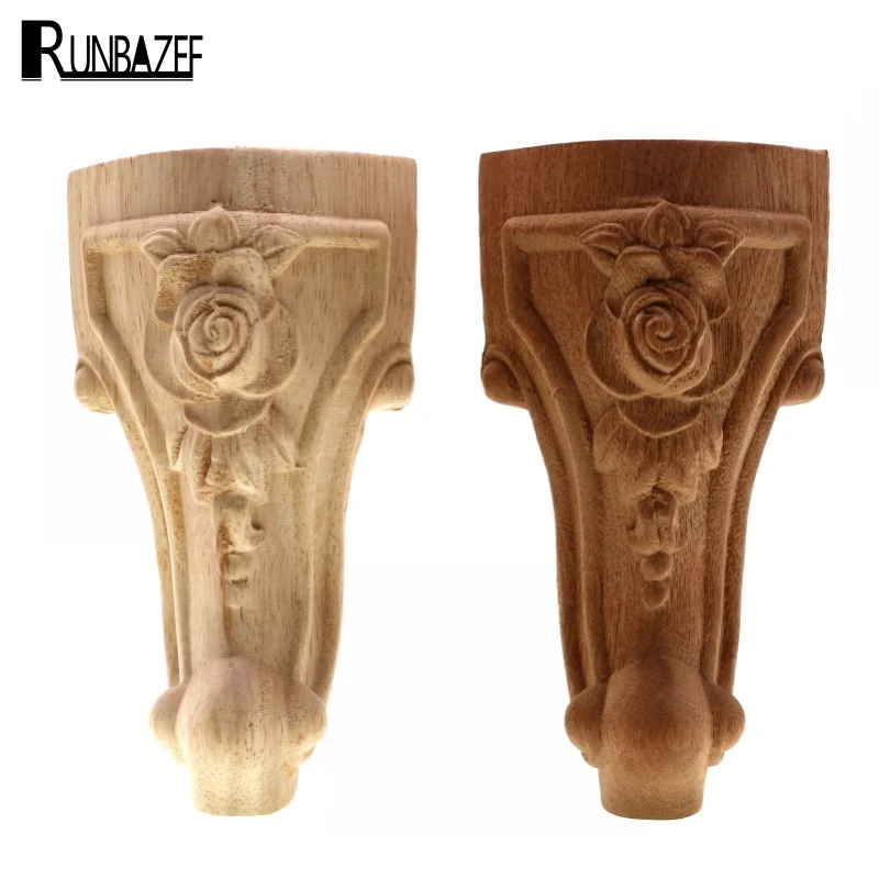 RUNBAZEF Carved Solid Wood T Bed Sofa Tea Table Feet European Furniture TV Cabinets Woodcarving Rose Feet Figurine Mini Crossbow