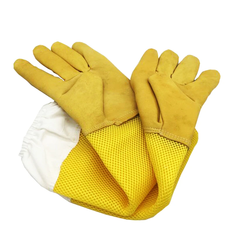 1 Pair Bee Gloves Protective Beekeeping Gloves Goatskin Bee Keeping Vented Long Sleeves beekeeping equipment and tools