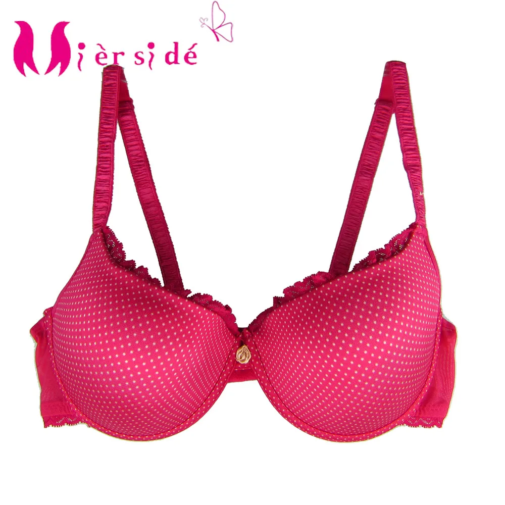 Mierside Lady Bra With Beautiful Lace Trim Bra Blue / Red / Leopard 3 colors 3/4 Cup Bra  B/C 32-36