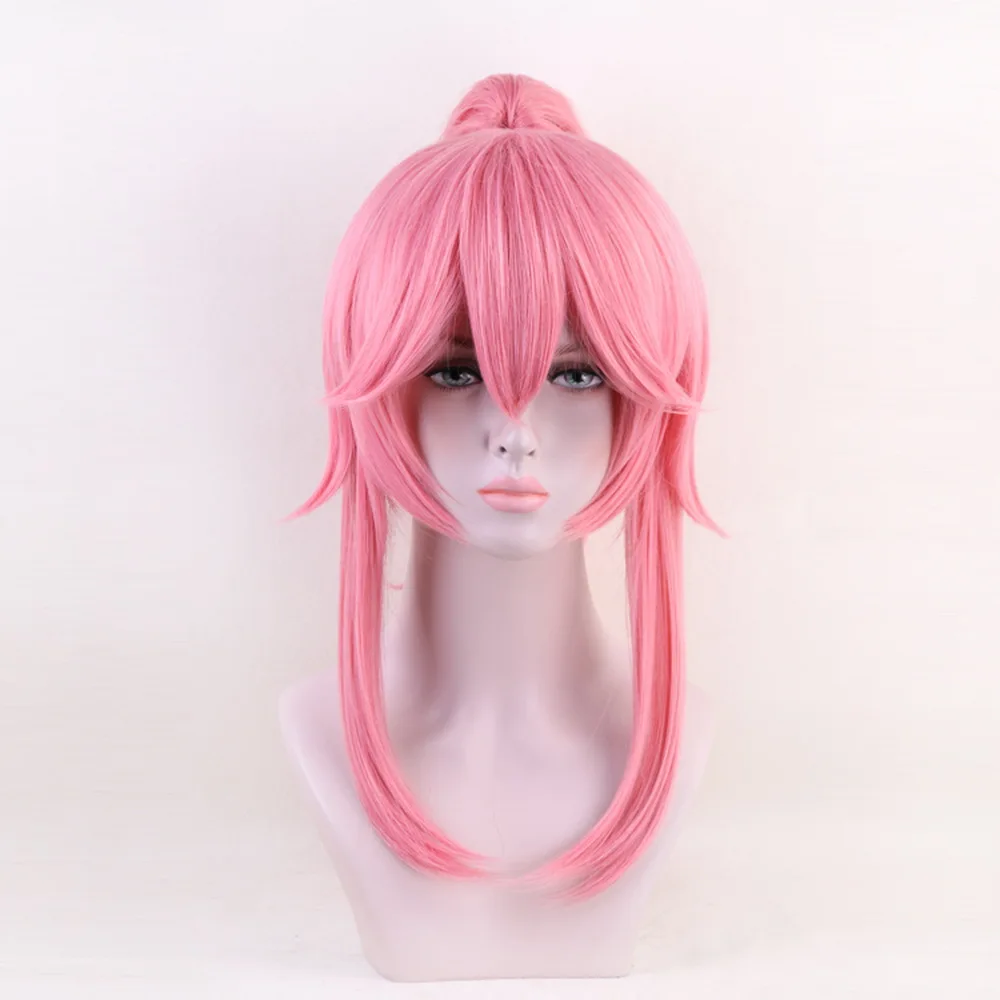 Fate/Grand Order Servant Cosplay Wig Tamamo no Mae Anime Hair Halloween Costume Pink Hairpiece Wigs With Clip On Ponytail