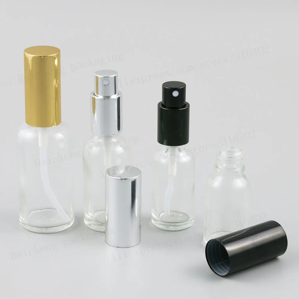 Transparent Empty  Glass Bottle With Aluminium Mist Sprayer Travel Glass Parfum Bottle 100ML 50ML 30ML 20ML 15ML 10ML 200PCS