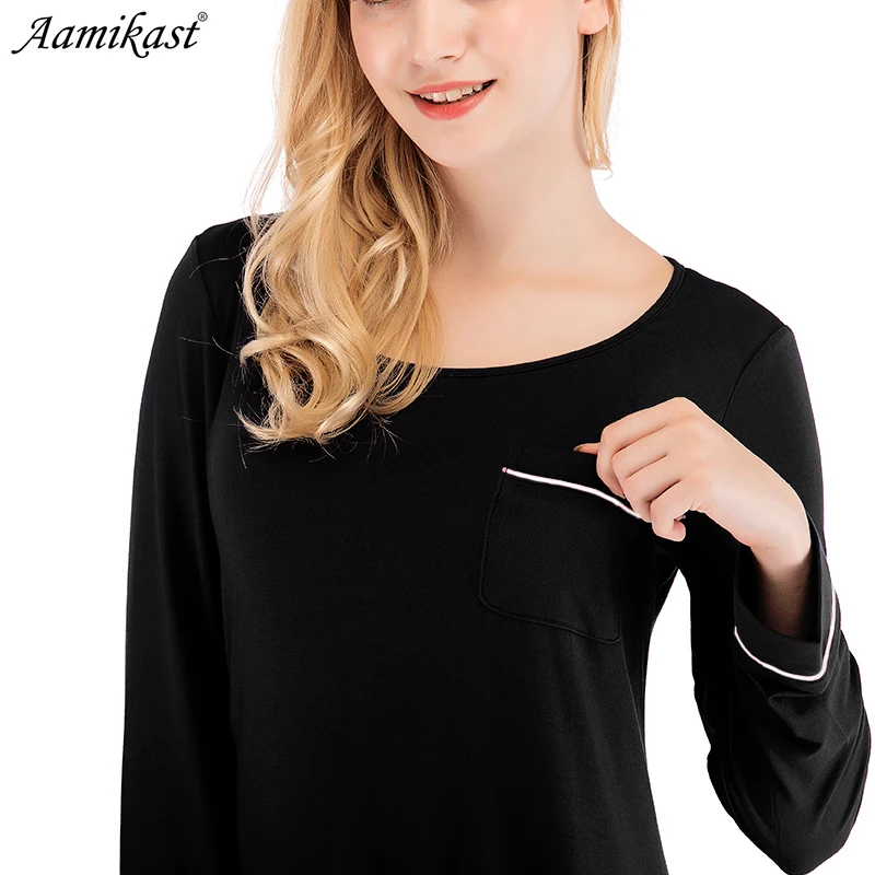 Camicia da notte modale autunnale camicie da notte a righe per le donne abito da notte a maniche lunghe ragazze Cute Cartoon Home Dress Sleepwear