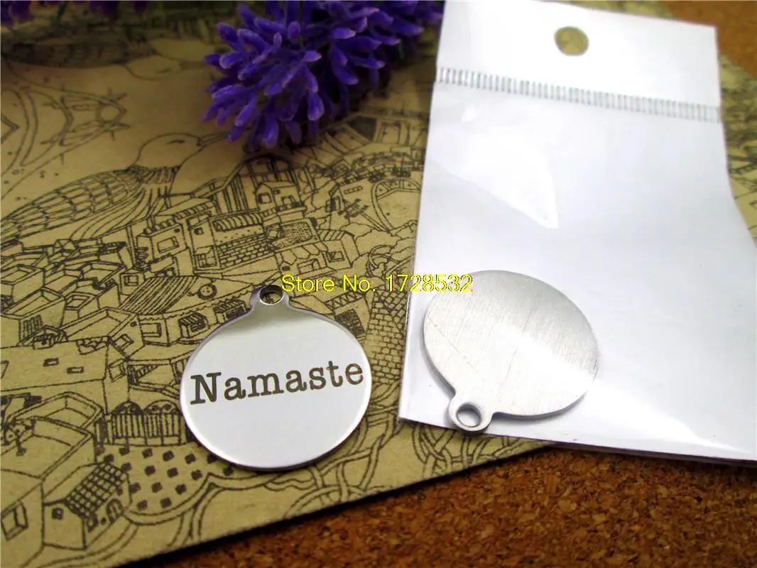 10pcs-stainless steel Charms Namaste  YOGA DIY Charms Pendants for necklace/bracelet/keychain DIY jewelry