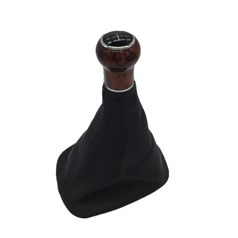 5 / 6 Speed Car Wooden Gear Shift Knob Lever Shifter Gaiter Boot Cover Black Leather Case For Volkswagen VW Passat B5 1998-2004