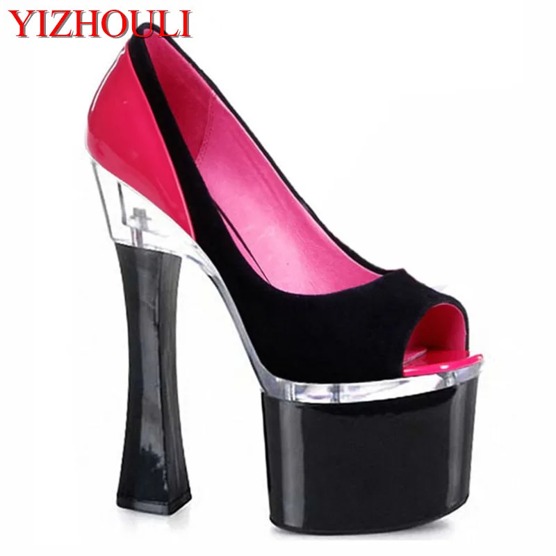 

The new bride shoes Sexy fashion ribs bottom runway looks single 18 cm high shoes with wedding shoes