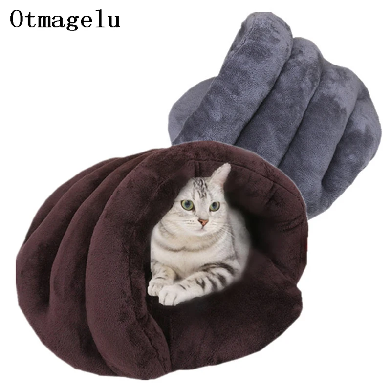 Winter Warm Triangular Pet Bed House Cat Bed Sleeping Bag Comfortable Cute High-Grade Velvet Mat For Cat Puppy Dog Pet Product