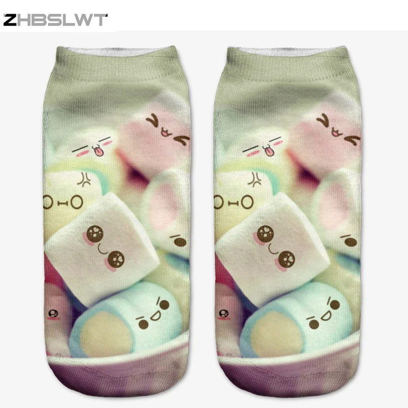 ZHBSLWT 20 Colors You can choose Lovely smiling face 3D Print Animal women Socks Casual cartoon Socks Unisex Low Cut Ankle Socks