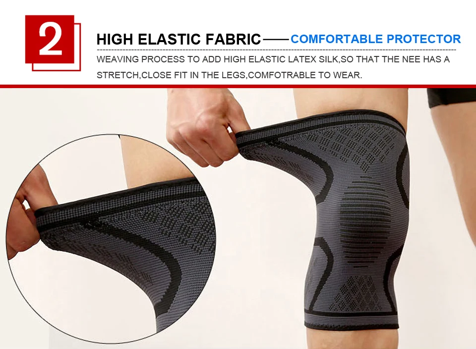 1PCS Fitness Laufen Radfahren Knie Unterstützung Hosenträger Elastische Nylon Sport Kompression Knie Pad Hülse für Basketball Volleyball – Detail 7