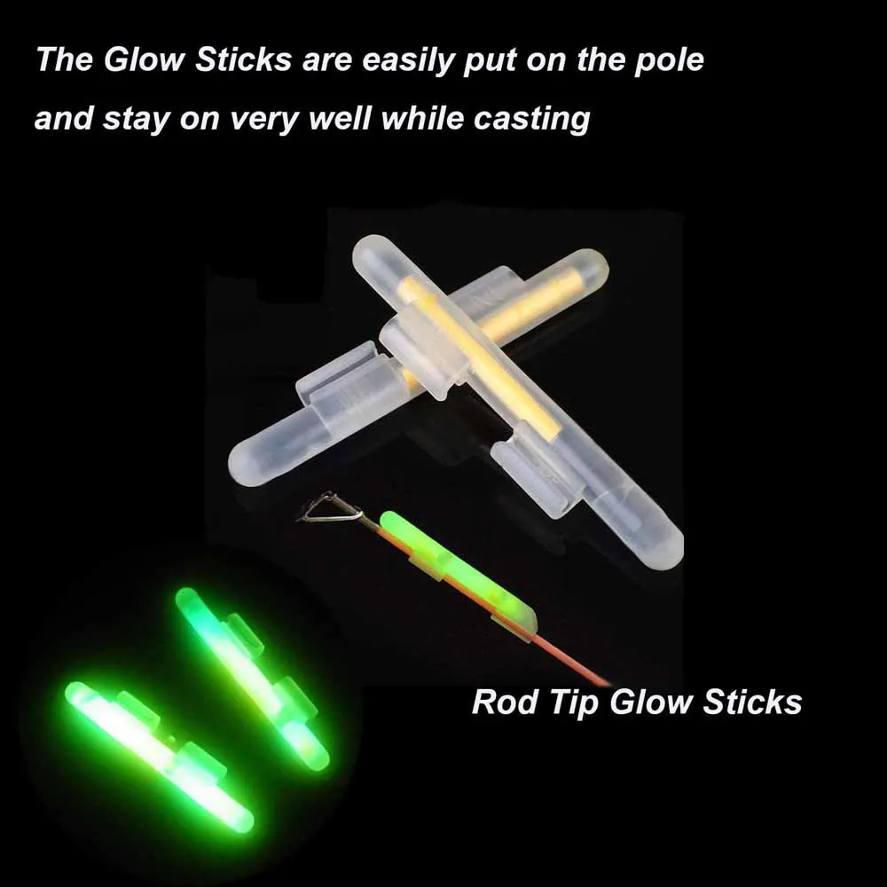 Fishing Glow Sticks for Fishing Pole Fishing Rod Tip Light Fluorescent Light Sticks for Night Fishing Accessories