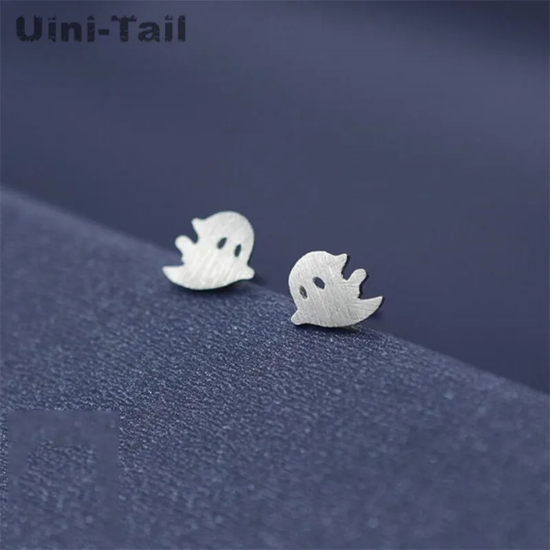 Uini-Tail hot new design 925 Tibetan Silver temperament simple cute little ghost earrings Korea genuine hypoallergenic ED117