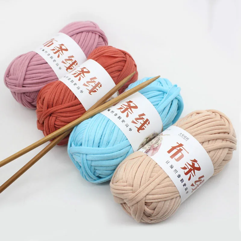 Thick Cloth Fabric Strip Yarn, 100% Polyester, Craft, Hand Knitting, Crochet, DIY, Cushion, Blanket, 100g/ball