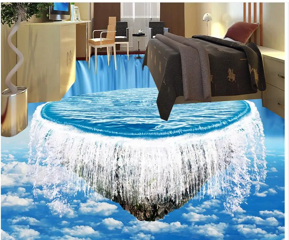 

Waterfall Floor wallpaper 3d for bathrooms 3D wall murals wallpaper floor Custom Photo self-adhesive 3D floor Home Decoration