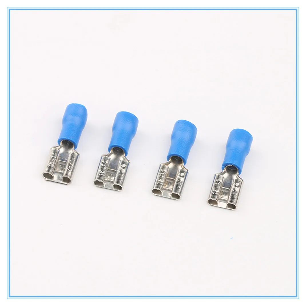 100PCS FDD Female Insulated Electrical Crimp Terminal for Blue 16-14 AWG Connectors Cable Wire Connector FDD2-250