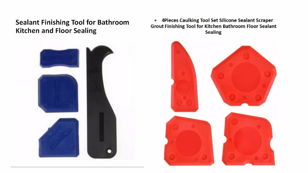 5sets per Order 4pcs Silicone Sealant Finishing Tool and 4pcs Caulking Tool Set Silicone Sealant Scraper Grout Finishing Tool