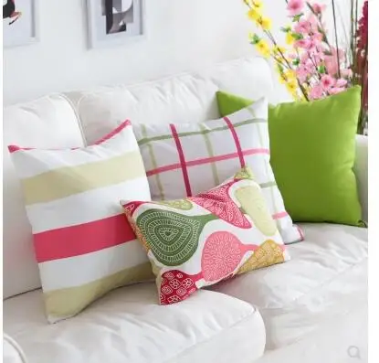 40/45/50/60cm large sofa cushion cover plaid pillowcase pink cotton lumbar pillow covers indoor