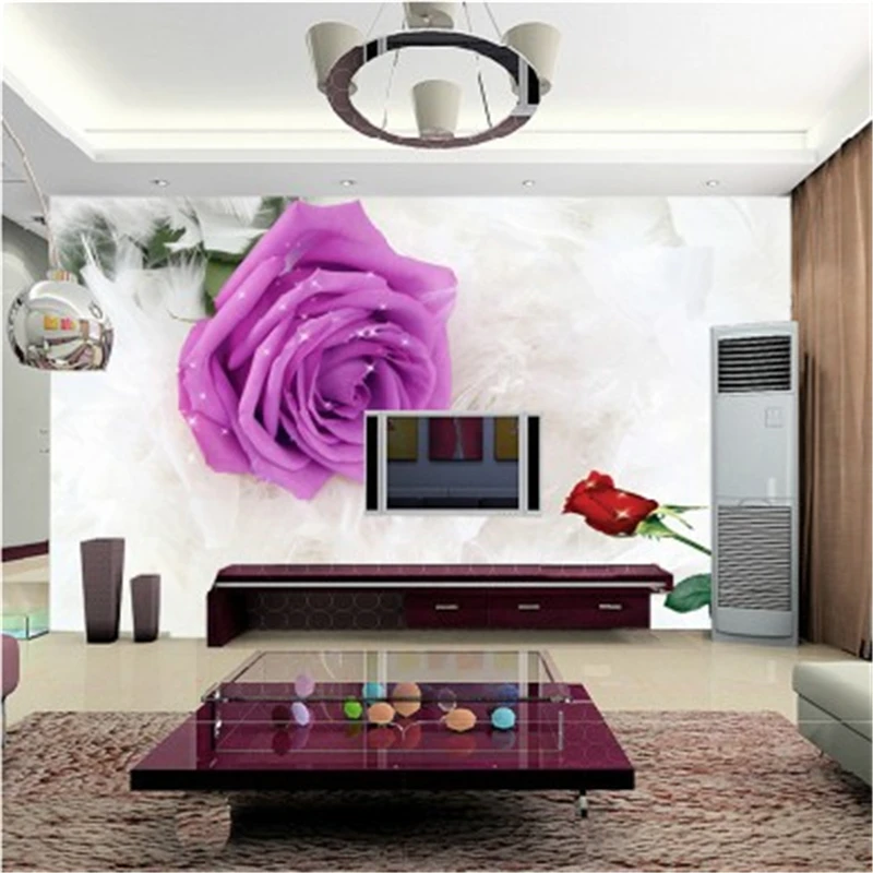 

beibehang Mural 3d stereotelevision background wallpaper pink rose wallpaper papel de parede para sala estar papel de parede