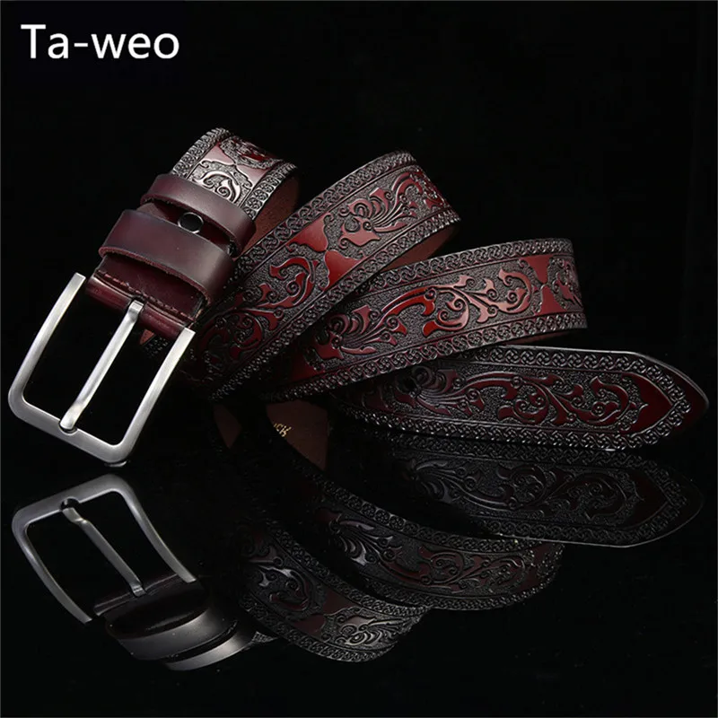 2018 New Arrival Fashion Men's Leather Belts, Antique Embossed Strap, Business Pin Buckle Designer Belts Men High Quality