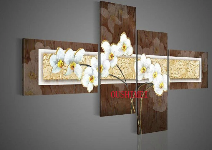 

Handmad Modern Pictures On Canvas Abstract Oil Painting For Living Room Wall Art Free Shipping White Flower Canvas Paintings