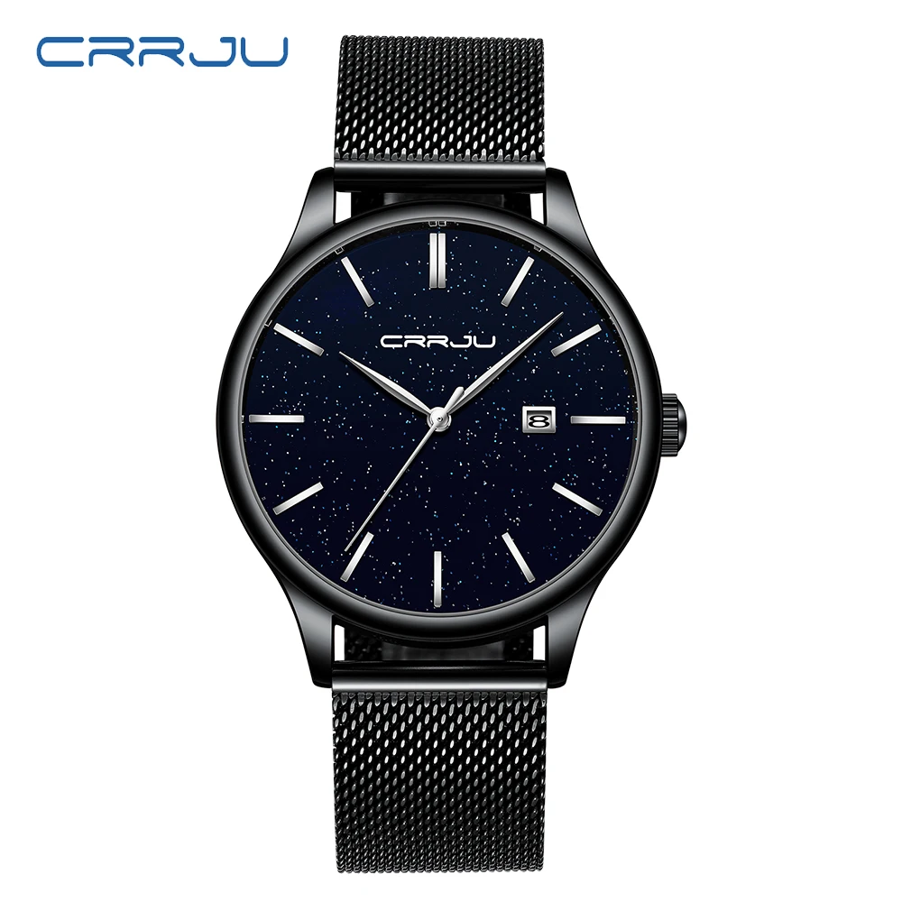 Relogio masculino CRRJU Uomini Orologi di Lusso Mens Dell\'acciaio Inossidabile di Modo Orologi Casual Vestito Impermeabile Al Quarzo Orologio Da