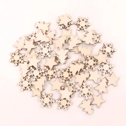 Handmade rzemiosło drewniane akcesoria do dekoracji wnętrz Scrapbookings DIY Mix choinki snowflake stars ozdoby z drewna 16mm 100 sztuk