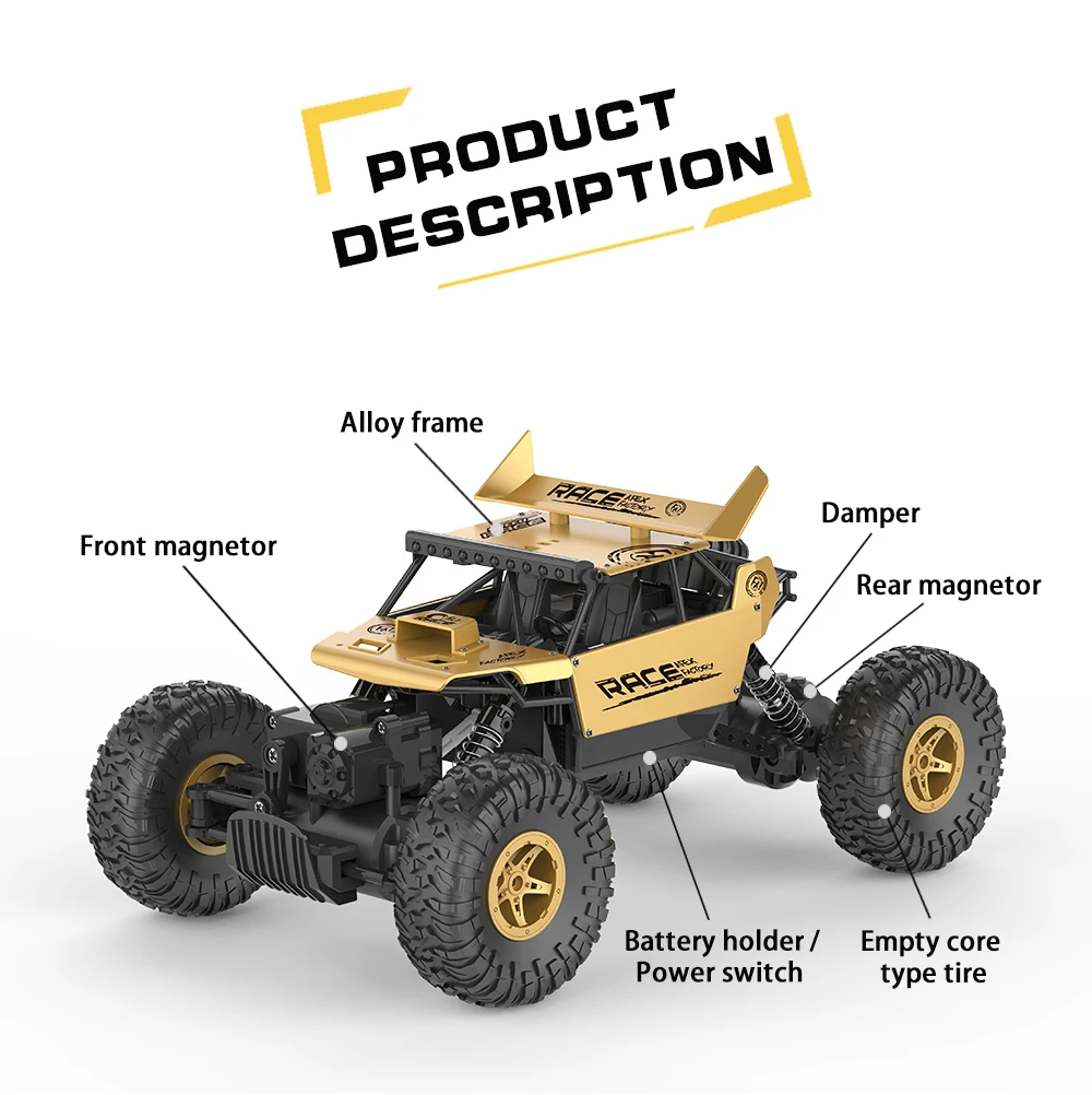 Resistance to fall RC CAR 1:18 alloy 2.4G 4WD electric remote control climbing off-road vehicle model baby toys