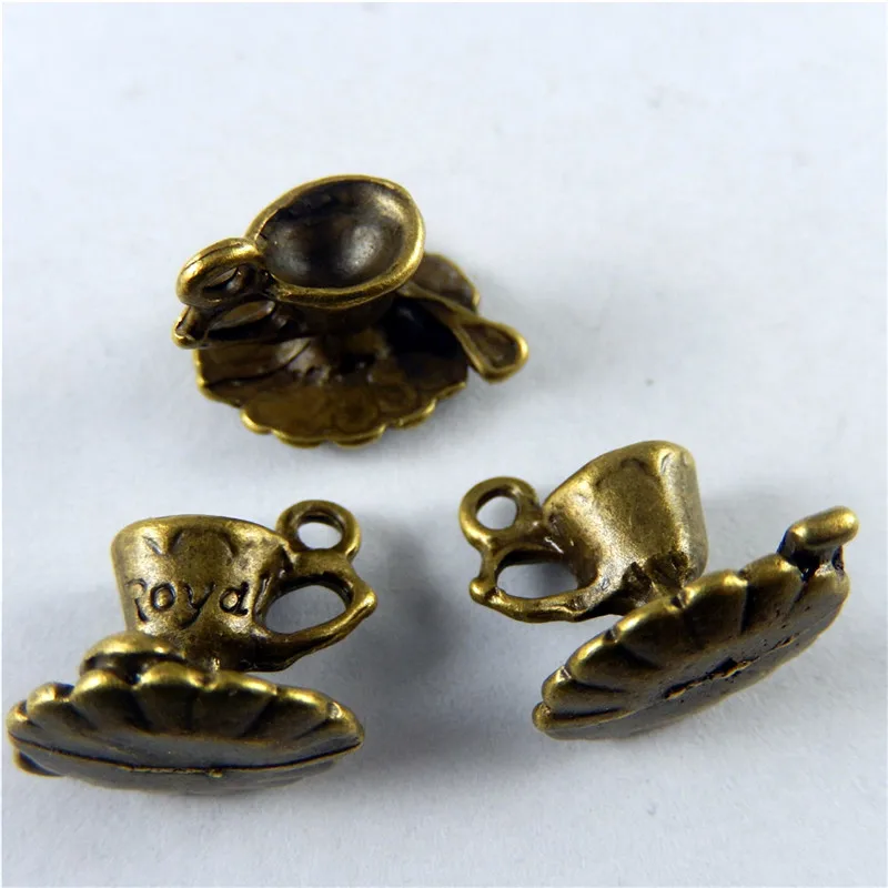 10pcs/pack Vintage Antique Bronze Alloy Coffee Cup Pot Bracelet Charms Necklace Pendants Handmade Craft Jewelry Findings 51042