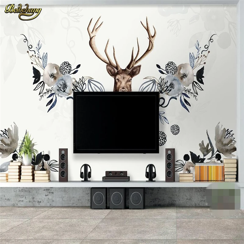 

beibehang Retro pastoral elk Custom Papel De Parede 3D wallpaper for walls 3 d Murals Living Room wall papers home decor tapety