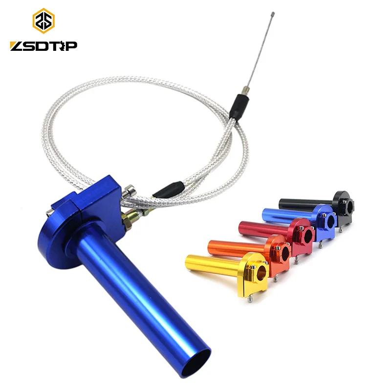 

ZSDTRP Dirt Pit Bike Motocross CNC Aluminum Throttle Grip + Throttle Cable 22mm Quick Twister Motorcycle Modified Spare Parts