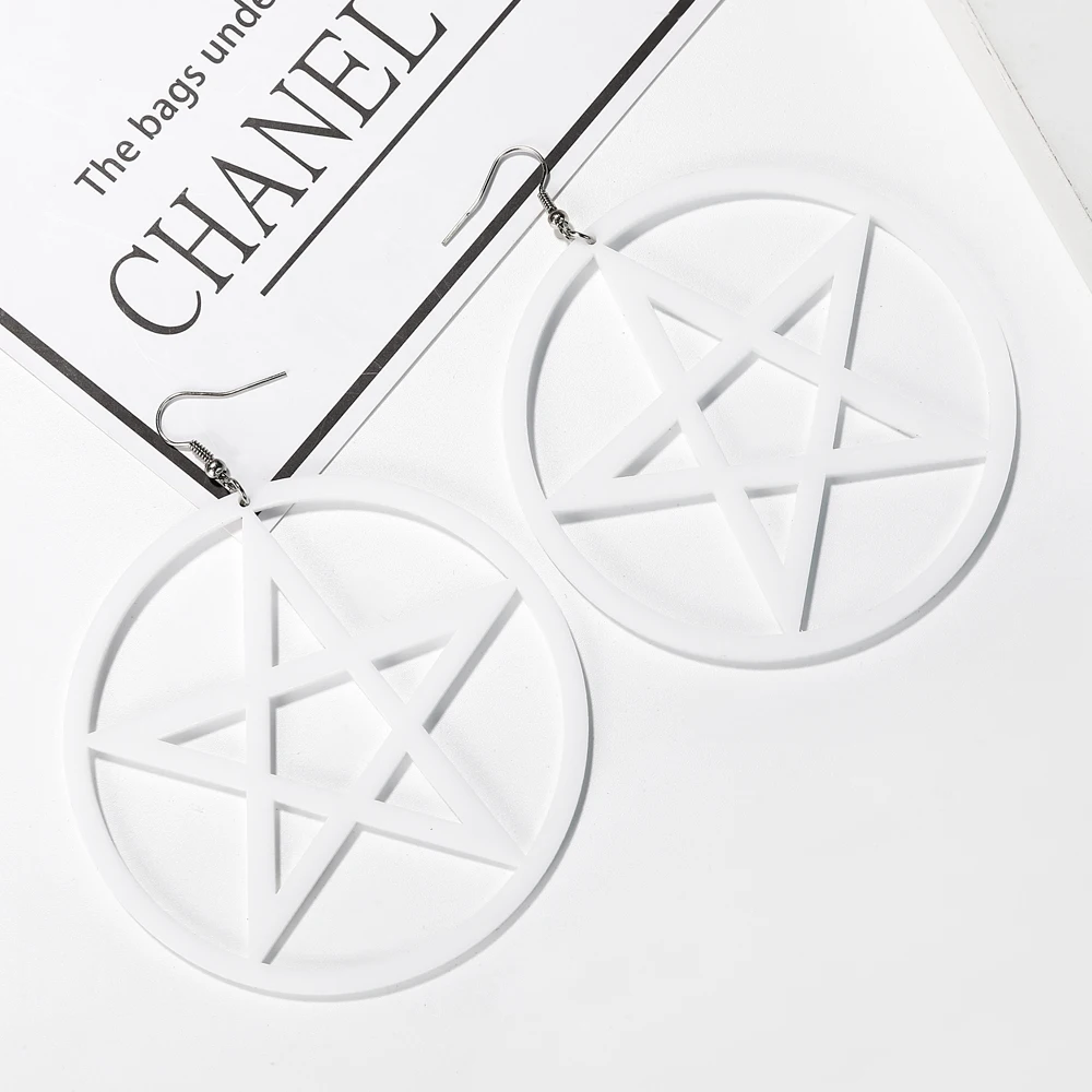 YAOLOGE Fashion Oversized Exaggerated Hyperbole Star Mix Long Acrylic Earring Hollow Pentagram Dangle Earrings For Women Jewelry