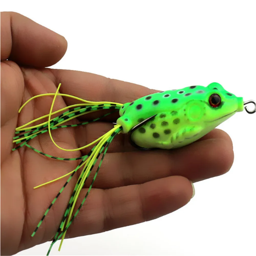 1PCS 6cm 12g Soft Frog Snakehead Fishing Lures Double Hooks Top water Plastic Ray Frog Artificial Soft Bass Bait Fishing Tackle