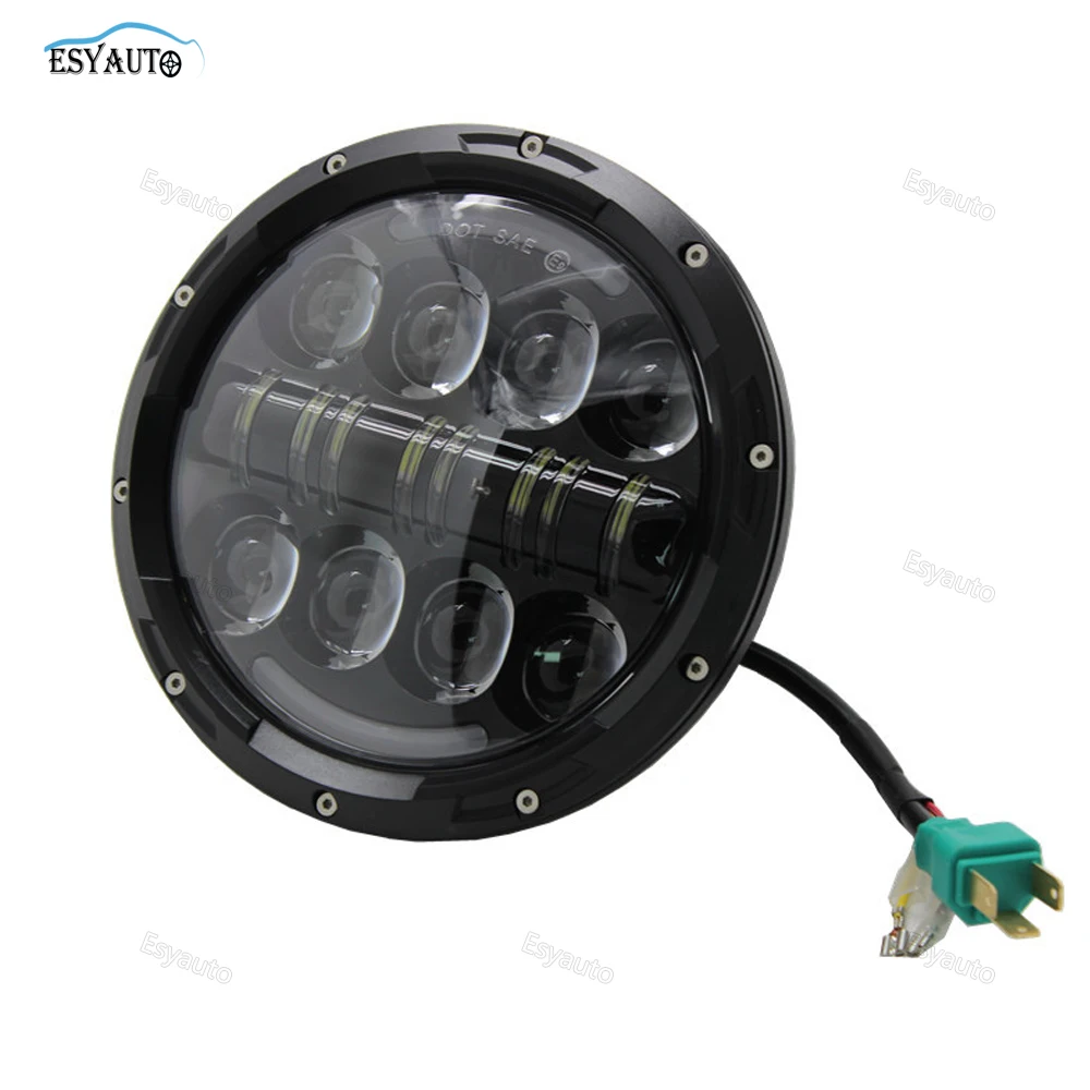 7 inch LED Headlight 80W with Amber Signal Halo DRL Halo Angle Eyes Ring Car Light for 1 PCS