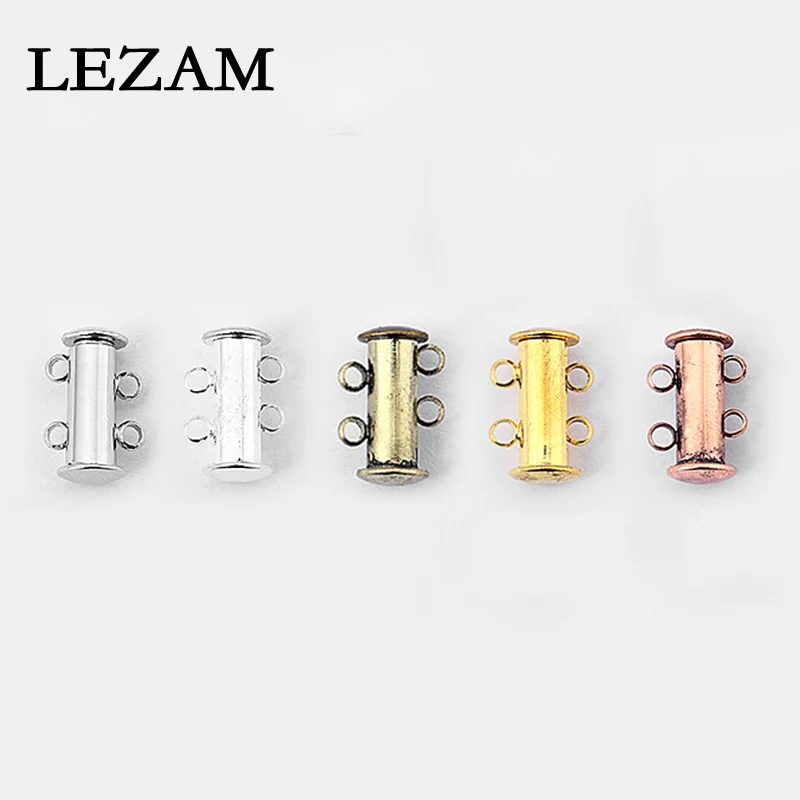 5Pcs/Lot 5 Kinds Antique sliver/Gold/Copper/Bronze Alloy Strong Magnetic 2 Strands Tube Clasps for Bracelet Making 15*10mm