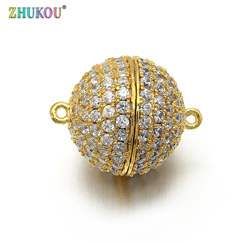 14*18mm Brass Cubic Zirconia Globular Clasps Hooks for Diy Jewelry Findings, Mixed Color, Model: VK25