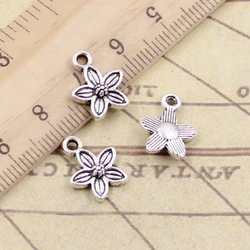 30pcs Charms Flower 11x11mm Tibetan Bronze Silver Color Pendants Antique Jewelry Making DIY Handmade Craft
