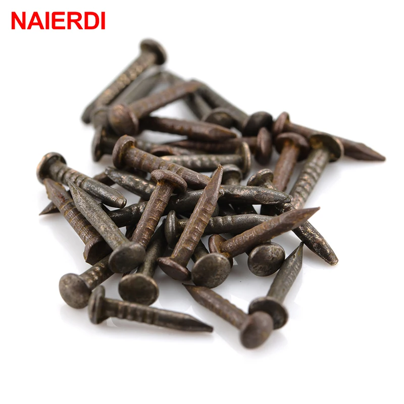 200pcs NAIERDI 1.2x8mm /10mm Bronze Upholstery Nail Jewelry Gift Case Box Nuts Fastener Sofa Decorative Tack Pushpin Hardware