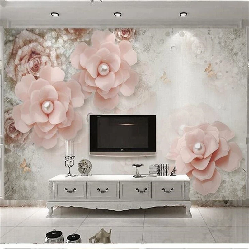 

wellyu papier peint wallpaper for walls 3 d Custom wallpaper Elegant 3d stereo pearl flower European TV backdrop tapety mural