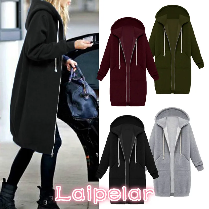 

Women Hoodies Zipper Open Long Sweatshirt Harajuku Winter Spring Oversized Coat Casual Loose Jacket Felpe Donna moleton